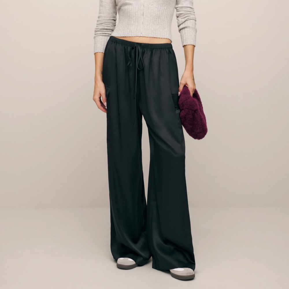 NWOT Reformation Ethan Satin Pant - Black